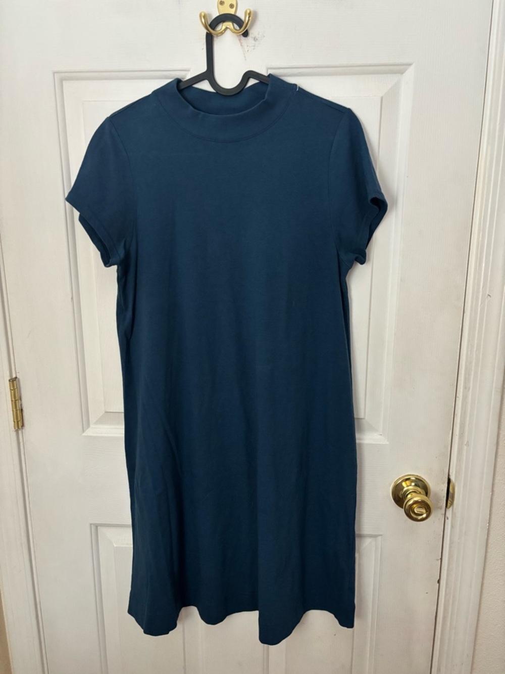 Everlane Short Sleeve Mock Neck Mini Dress - Teal